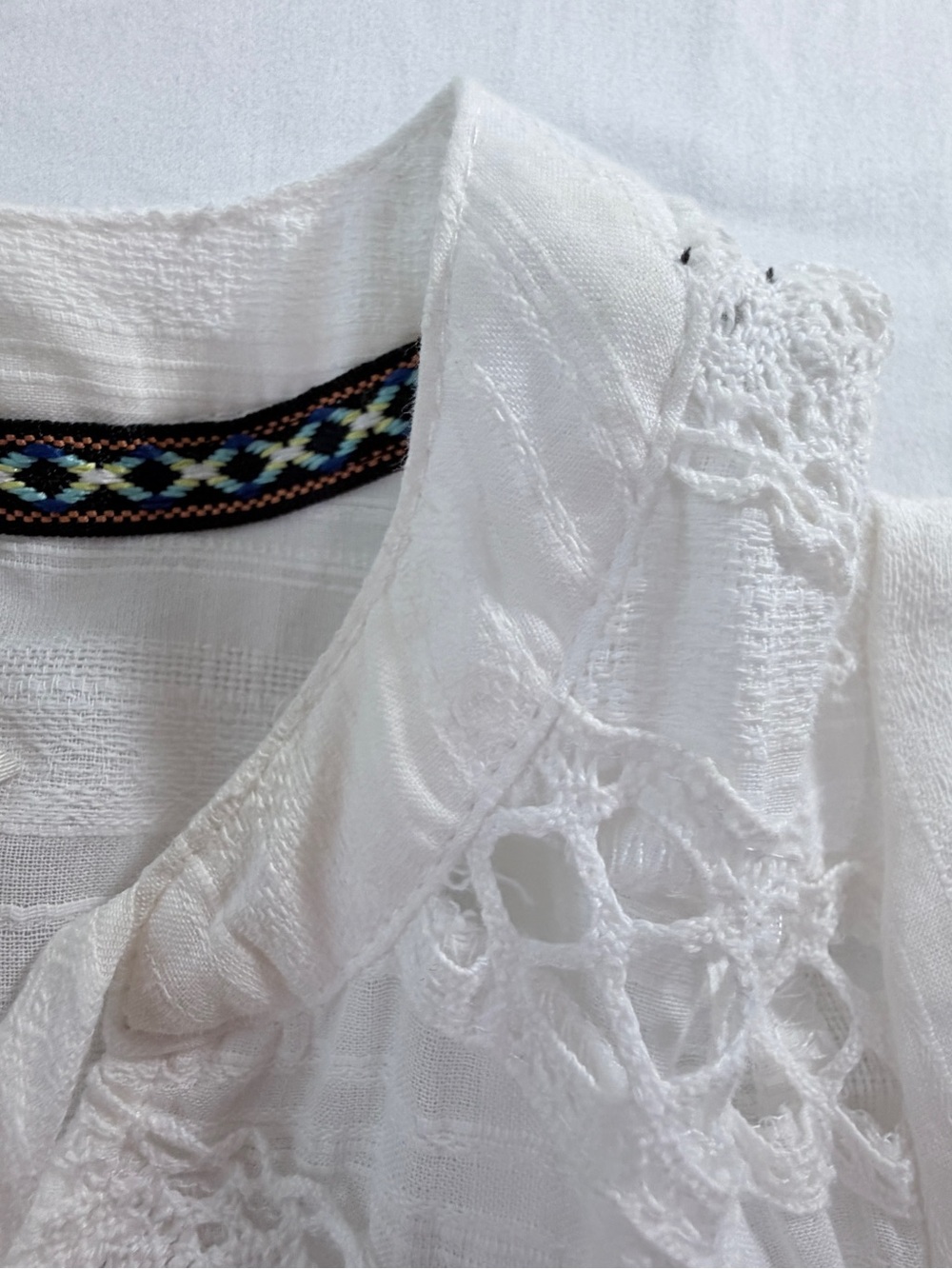 Knox Rose Women’s XS White Flutter Sleeve Peasant Mini Dress Boho 100% Cotton - Picture 15 of 16